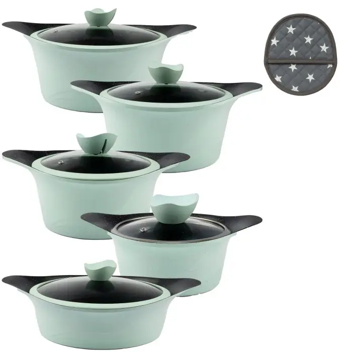سرویس قابلمه ام جی اس مدل KC 1216 طرح کره ای C گرانیت 12 پارچه
