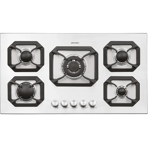 اجاق گاز شیشه‌ای پرنیان 5 شعله مدل PB-5302 سفید