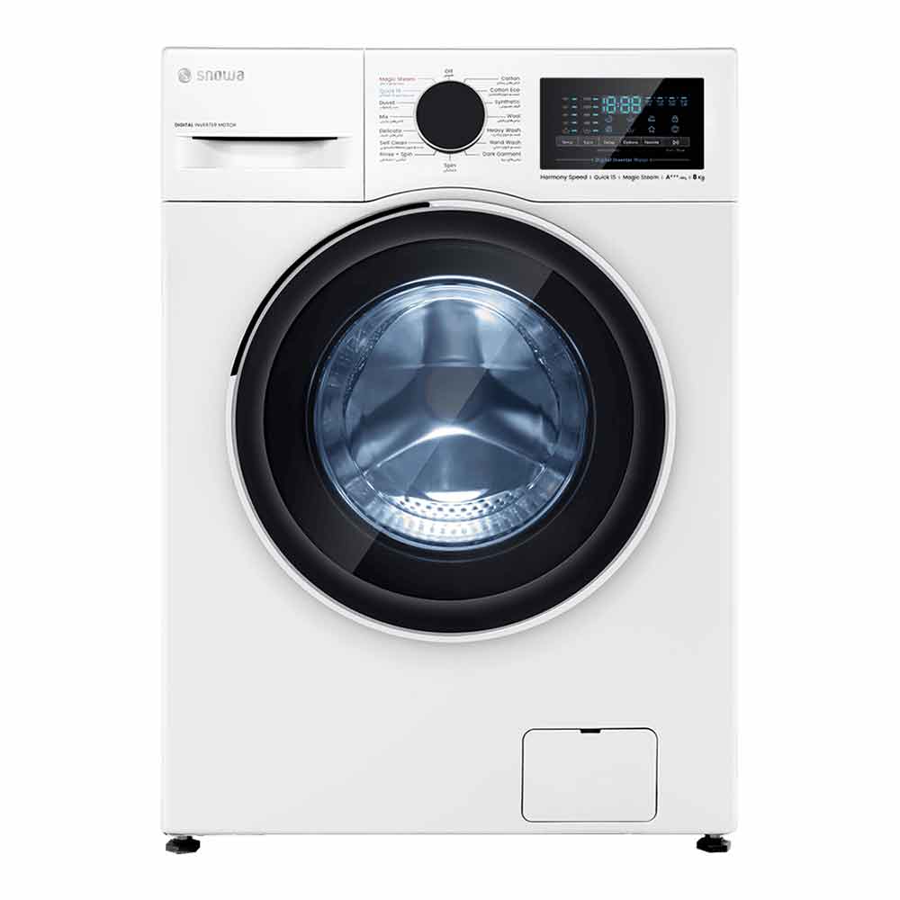 ماشین لباسشویی اسنوا مدل SWM B 80 W ظرفیت 8 کیلوگرم رنگ سفید